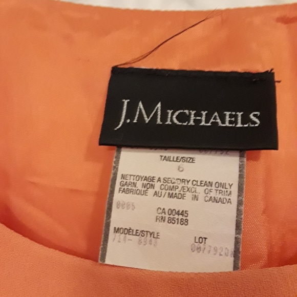 J. Michael's tangerine dress with flower pin - Picture 4 of 4
